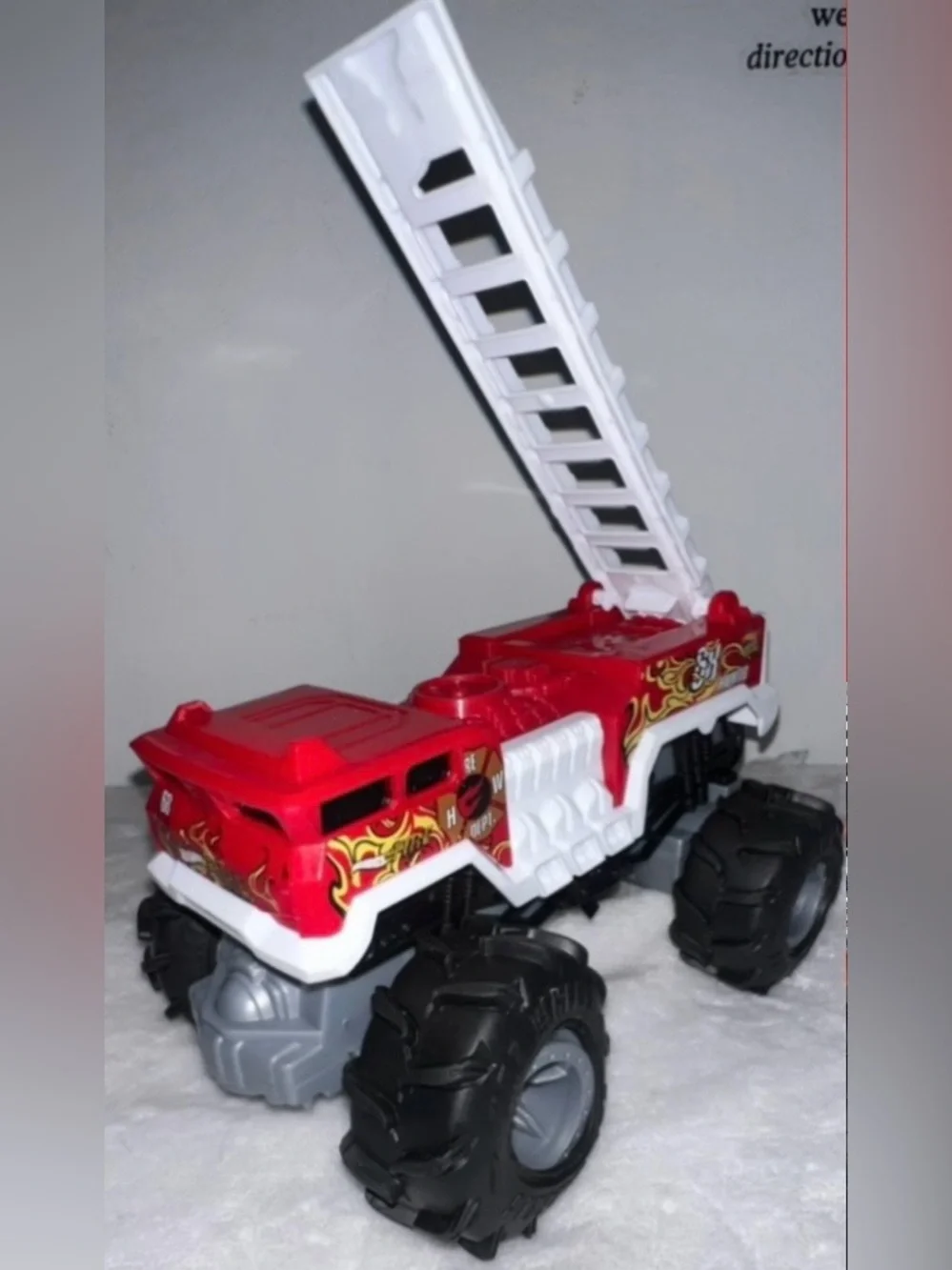 Red & White Monster Fire Truck Ladder Toy for Kids